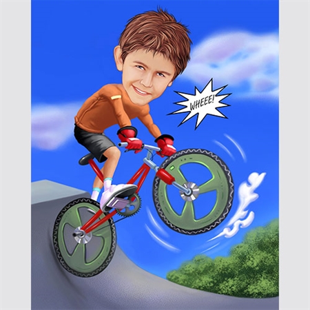 Caricature of a little boy biking with BMX, from Photo, by myDaVinci - myDaVinci